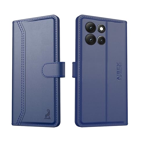 Image of AIBEX Compatible for Motorola G86 Power Flip Cover Leather Finish with Magnatic Closure | Inside TPU with Card Pockets | Wallet Stand | Complete Protection Flip Case -Blue