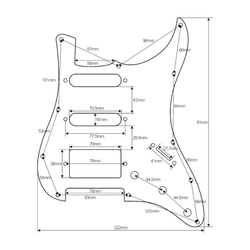 Pickguard guitare électrique ST SSH 1 trou vissé plaque de protection noir