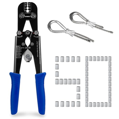 Sanuke Wire Rope Crimping Tool Kit, Professional Wire Rope Crimper and Cutter for Aluminum Oval...