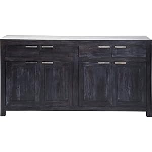 TENDANCEMEUBLES Buffet comtemporain Acacia huilé Gris 4 Portes 4 tiroirs