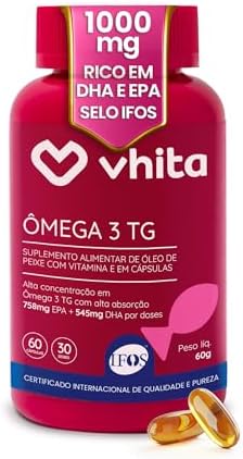 Vhita Omega 3 1000mg, Suplemento com EPA DHA e Vitamina E, Antiox...