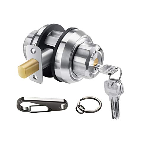 Keyless Twist To Lock Deadbolt Lock, New Lathe Finish 304 Stainless Steel Casting Front Door Lock, Single Cylinder Deadbolt And Door Knob With Keyless Locking Design,Keyed Alike (Easy11) #TOP1
