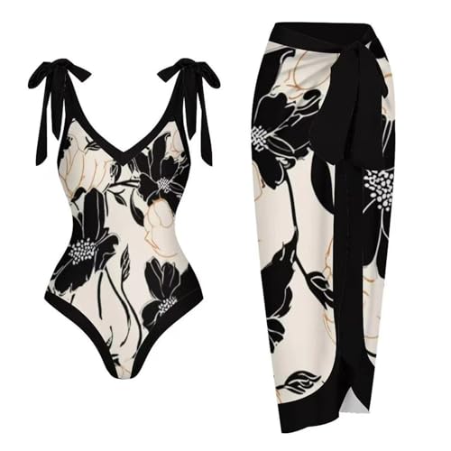 Bikini monokini floral vintage avec cover-up fluide pour gommer les complexes complexes