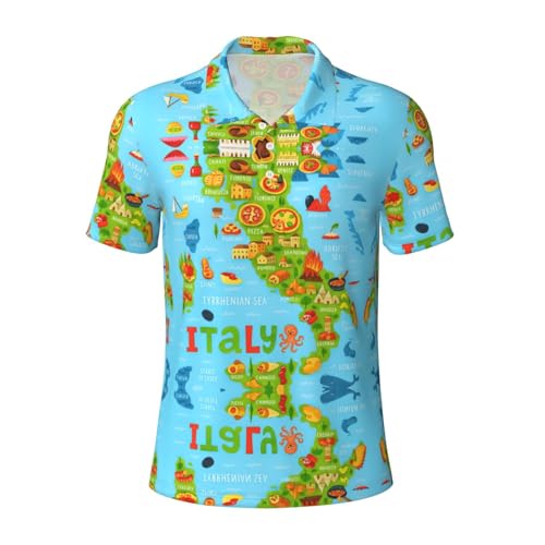 T-shirt polo respirant manches courtes imprimé carte Italie haut de golf