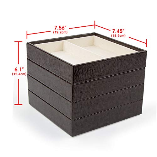 J Jackcube Design 4 Stackable Trays Jewelry Storage Display Case For Drawer Or Dresser - Holder For Earring Ring Necklace Or Cufflinks - Mk220-1Abcd #TOP6