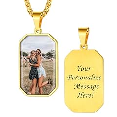 Gold Plated-Octangle Dog Tag-Picture+Text