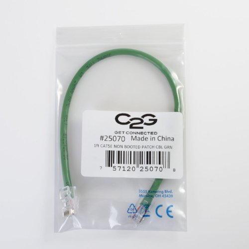 Image of C2G 00539 Cat5e Cable - Non-Booted Unshielded Ethernet Network Patch Cable, Green (8 Feet, 2.43 Meters)