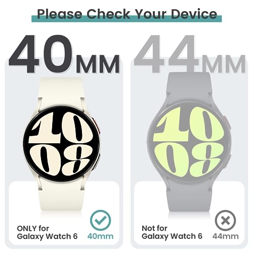 Tensea [5+5Pack] for Samsung Galaxy Watch 6 Screen Protector Case 40mm Accessories, Hard PC Bumper & HD Anti-Fog Tempered Glass Protective Film, Face Cover Set, Galaxy Watch 6 Case for Women Men