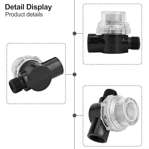 Filtre à eau marine à 50 mailles en acier inoxydable à visser pour bateau, yacht, camping-car, tête de pompe de protection contre les débris, boîtier en plastique transparent – vue 5