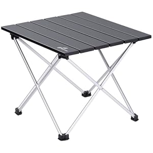 Sportneer Campingtisch Klapptisch Camping, Aluminium Klapptisch Camping Tisch Faltbarer Picknick-Tisch Tragbarer Gartentisch für Camping Picknick Kochen Garten Wandern Reisen,S,Schwarz