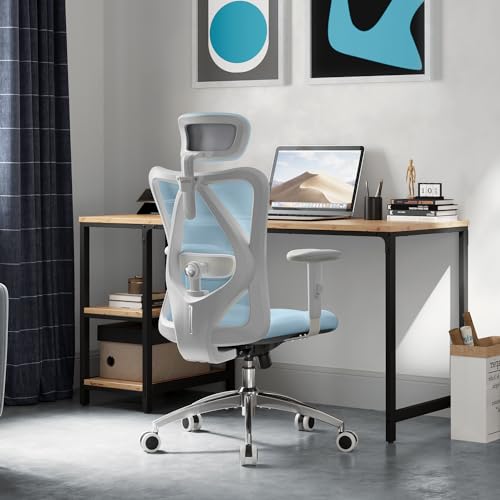 SIHOO M18 Ergonomic Office Chair, Computer Desk Chair with Adjustable Headrest and Lumbar Support, High Back Executive Swivel Chair for Home Office (L