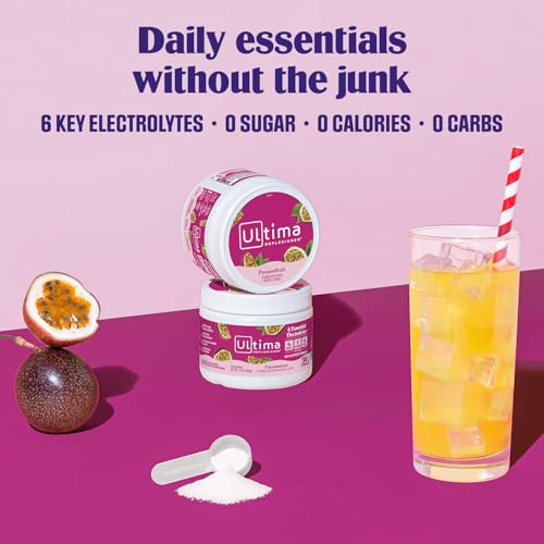 Image of Ultima Replenisher Daily Electrolyte Powder Drink Mix - Sugar Free - Passionfruit, 30 Servings - Hydration Powder with 6 Key Electrolytes and Trace Minerals - Keto Friendly, Non-GMO
