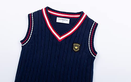 Mud Kingdom Boys and Toddlers' Uniform Cotton V-Neck Sweater Vest Knitted School3