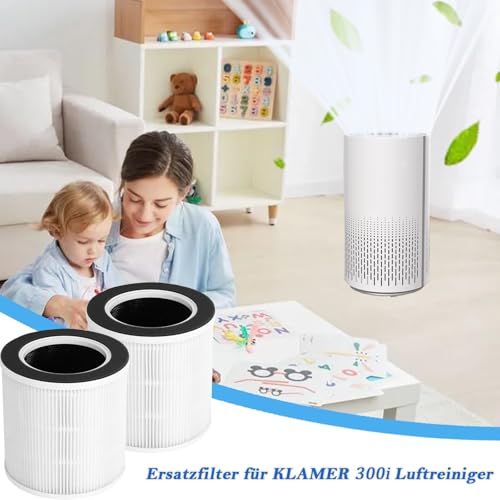 Replacement Filter for Klamer 300i: Replacement Filter for Klamer 300i Air Purifier Black/White (Pack of 2) - Image 2