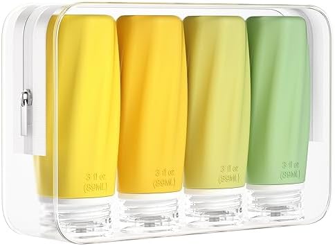 Morfone Travel Bottles for Toiletries, 3oz Tsa Approved Travel Size Containers Leak Proof Squeezable Travel Accessories Refillable for Shampoo Conditioner Lotion Liquids(Yellow)