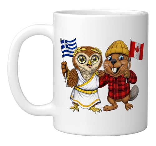 Taza cerámica blanco con diseño Grecia Canadá 11 oz miniatura 1