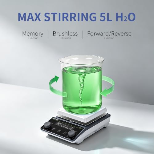 Image of Digital Magnetic Stirrer Hot Plate Stirrer 5L 300℃ 5.9IN Stir Plate | LCD|1600RPM|Stir Bar|Support Stand|Temp Probe Sensor|Lab Hot Plate with Magnetic Stirrer Magnetic Stir Plate Labs Home Univ.