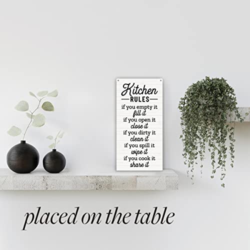 Rustic Wood Sign Kitchen Décor Farmhouse Home Kitchen Wall Decor Fun Hanging Wall Sign Wooden Wall Art Decor Decorative Plaque Sign For Home Kitchen Dining Living Room Coffee Cafe Decor Kitchen Rules #TOP3