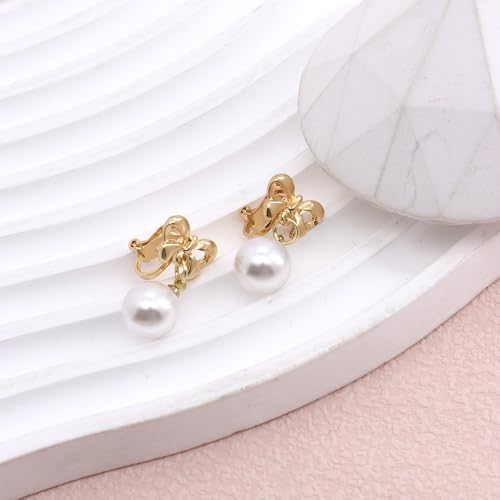 Aretes con lazo de perla para mujer miniatura 6