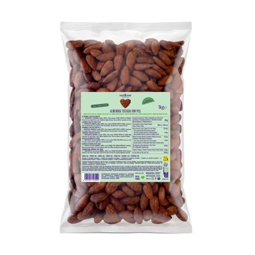 nut&me Almendras tostadas sin sal 1kg | Sin gluten ni aditivos | Keto | Frutos secos saludables | Proteina vegana | Textura crujiente | Snack ideal
