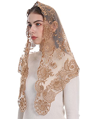Bozidol Catholic Lace Mantilla Veil - Marian Apparitions Embroidery Spanish Church Mass Scarf Chapel Prayer Christian Veil2