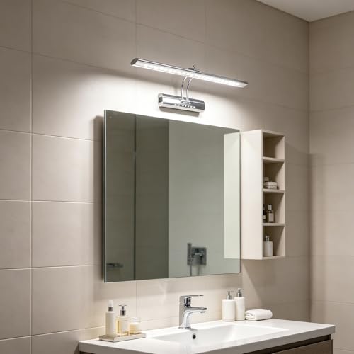 Luz de Pared de Rotación 180 Grados Aplique de Baño Impermeable con Espejo de 40cm