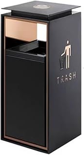 ENGENDER Outdoor Trash Can Hotel Trash Can with Ashtray Lobby Elevator Entrance Vertical Hall Stainless Steel Hotel Shopping Mall Smoke Can Garbage Can(B,Large)