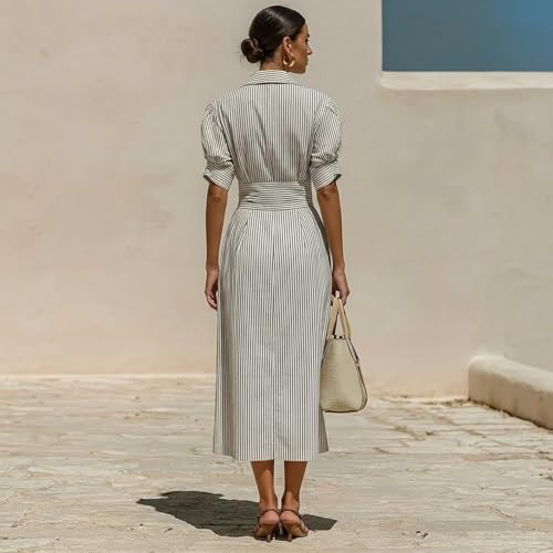 Robe longue fluide raye pour plage et sorties d'été chic