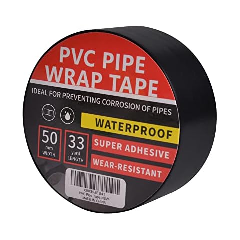 TAPEBEAR Corrosion Protection Pipe Tape, Wrap Pipe Tape for Drain Pipe, Metal Electrical Outdoor Underground Pipe, Waterproof PVC Black Tape, Duct Anti-Corrosion and Protection, 2Inch X 33Yard Cover