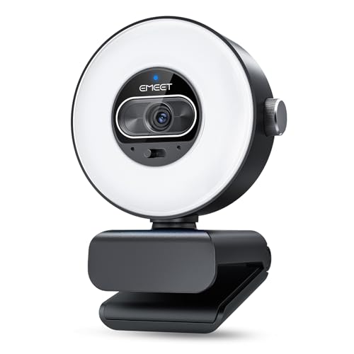 Image of EMEET S600L 4K Webcam for Streaming with Ring Light, 4 Lighting Modes, Rainbow Effect, 1 /2 inch Sensor, AI Imaging, 0.2S PDAF, 2 Mics, Dial Control, 4K Webcam with Light for OBS /Twitch /YouTube /Zoom /PC /Mac