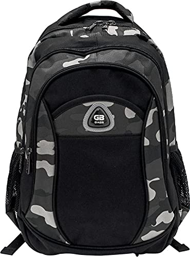 Sac à dos Texas 50x35x28 cm en nylon noir grand format avec 6 compartiments de rangement