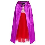 Kids Girls Witch Winifred Mary Sarah Sanderson Birthday Party Christmas Outfits Tulle Dress with Cape Wig Purple 6-7 Years - Image 3