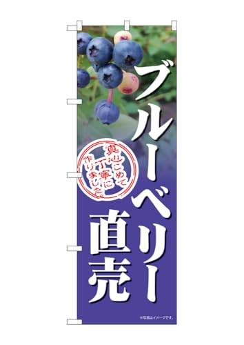 のぼり のぼり旗 ブルーベリー直売 54994 W60×H180cm 1枚 ぶるーべりー ヨーグルト 無農薬 健康 おいしい オーガニック 無人販売書 直売所 三方三巻 ポンジ【受注生産品】
