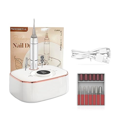 JOJIDE Lima Uñas Electrica, Lijadora de uñas eléctrica con Pantalla LCD HD, máquina de manicura Recargable for Pulido de Gel, Herramientas de salón de Arte, 35000RPM(Bianco)