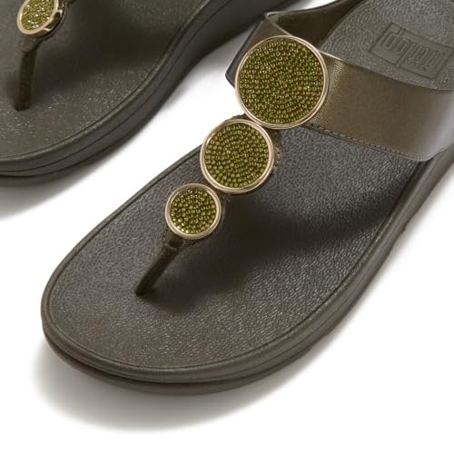 Image of FitFlop Halo Bead-Circle Metallic Toe-Post Sandals | Casual Sandals