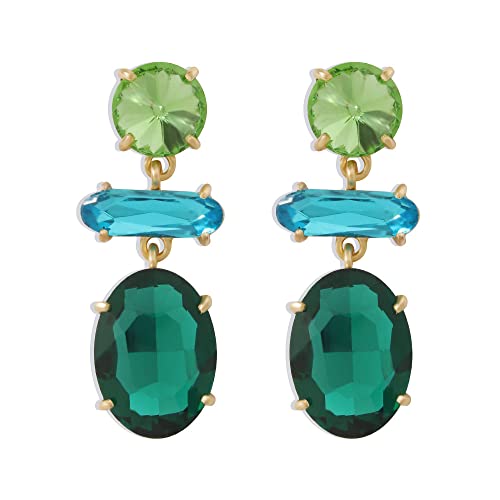 Wekicici Colorful Rhinestone Drop Earrings Multicolored Crystal Dangle Earrings Elegant Accessories for Women