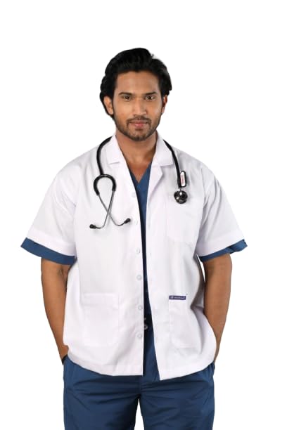 medilinen Short sleeves short lab coat | Unisex | 3 Pocket | 100% Polyester | Perfect Fit | Anti Wrinkle | Lightweight |-picture-5
