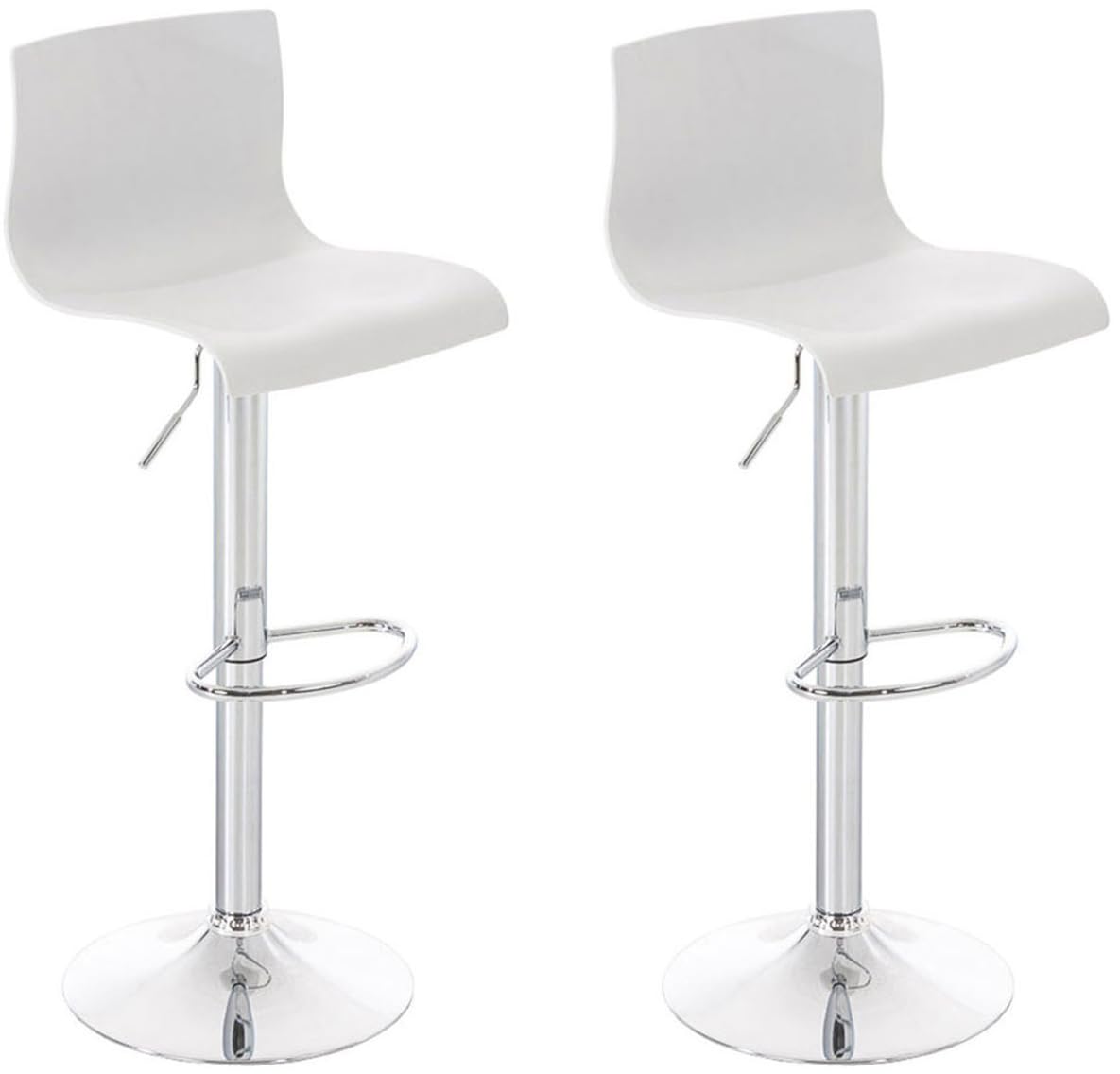 CLP 2 Sgabelli Alti Hover in Polipropilene I Set 2 Sgabelli Bar Design Regolabile 59-80 CM I Sedie Sgabello Girevole, Colore:Bianco
