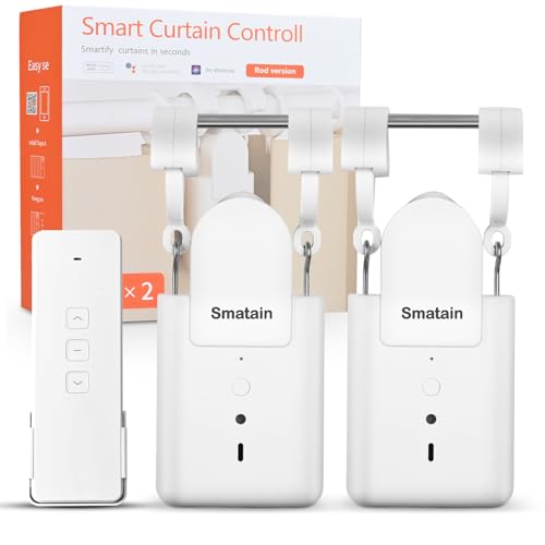 SMATAIN -2 Pack Automatic Curtain Opener Robot - Smart Curtains Home Device with Remote Control...