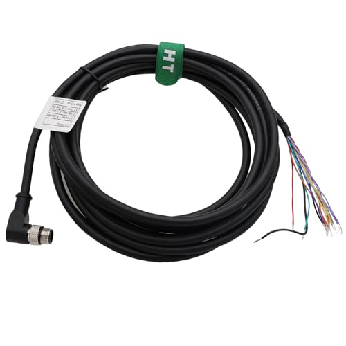 Cable GPIO M12 acodado de 12 pines macho con extremos libres para sensores industriales