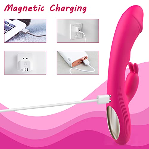 G-Spot Rabbit Vibrator Clitoral Stimulator - Realistic Dildo Vaginal Anal Massager With 5 Vagina Tapping Features & 10 Vibration Modes, Waterproof Rechargeable Adult Sex Toys For Women(Red) #TOP4