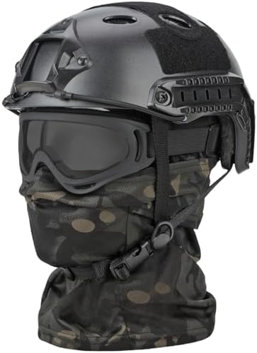 Airsoft Helmet,Black Tactical Helmet with Airsoft Accessories,Tactical Airsoft Gear
