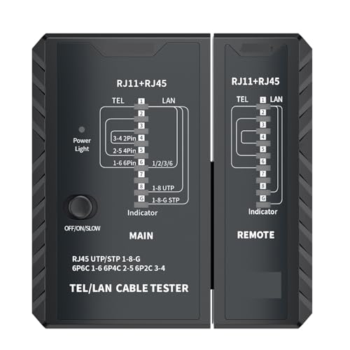 ネットワークケーブルテスター、ケーブル電話線テスターツールネットワークツールイーサネット修理(Black)