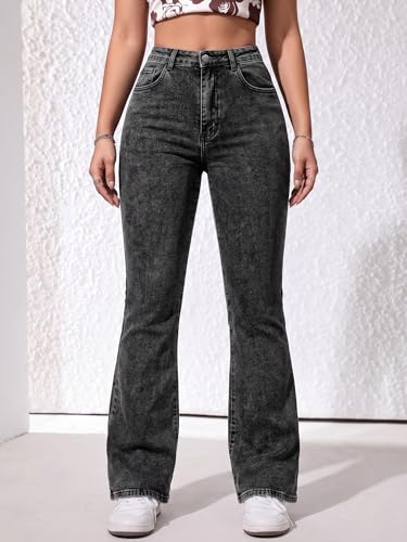 Image of Tagas High Waist Bootcut Fit Denim Jeans for Women | Stretchable Slim Fit Flared Jeans|Relaxed Fit Pant|Jeans for Womens|