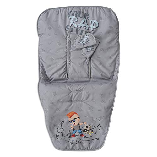 Funda Sila Bebé Universal + Cubre Arnés, Hipotérmica, Transpirable, Hipoalergénica e Hipersuave, Tejido trasero 3D, Solapa Engomada Superior (Music)