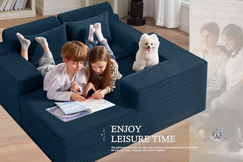 Image of HABUTWAY Sectional Couches for Living Room,No Assembly L Shaped Couch 105 inch Modular Sectional Sofa Couch with Deep Seat,Cloud Couches Furniture Sets for Apartment,Corduroy (Blue, Right Facing)