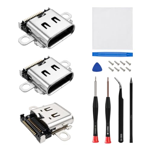 WCDZSU 3 Pcs USB Charging Port Replacement for Nintendo Switch Console