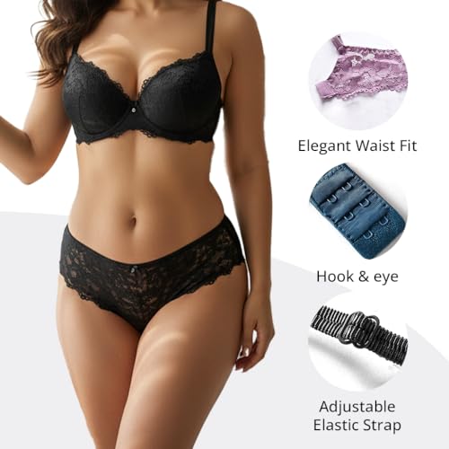 Image of Women's Floral Lace Lingerie Set | Bra and Panty Set | Lace Teddy Strap Babydoll Bodysuit Bra Panty Lingerie | Bikini Lingerie Babydoll Set for Honeymoon Couple Special Wedding Night