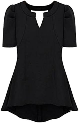 FACE N FACE Women's Loose Casual Puff Sleeves Chiffon Top T-Shirt Summer Blouse Large Black
