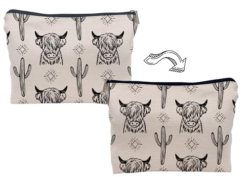 Image of Western Makeup Bag Set of 2,Western Gifts For Women,Cow Makeup Bag,Cowgirl Stuff, Stuff For Women,Cowgirl Gifts
